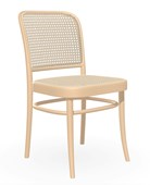 811 Chair by Ton, Frame Finish: Natural Beech, Seat and Back Finish: Natural Cane. Reinforcement Mesh Finish White. Supplied KD